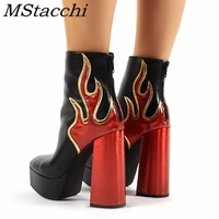 mstacchi brand designer mixed colors women short boots flame zipper sid platform boot sexy ladies shoes zapatos de mujer zapatos