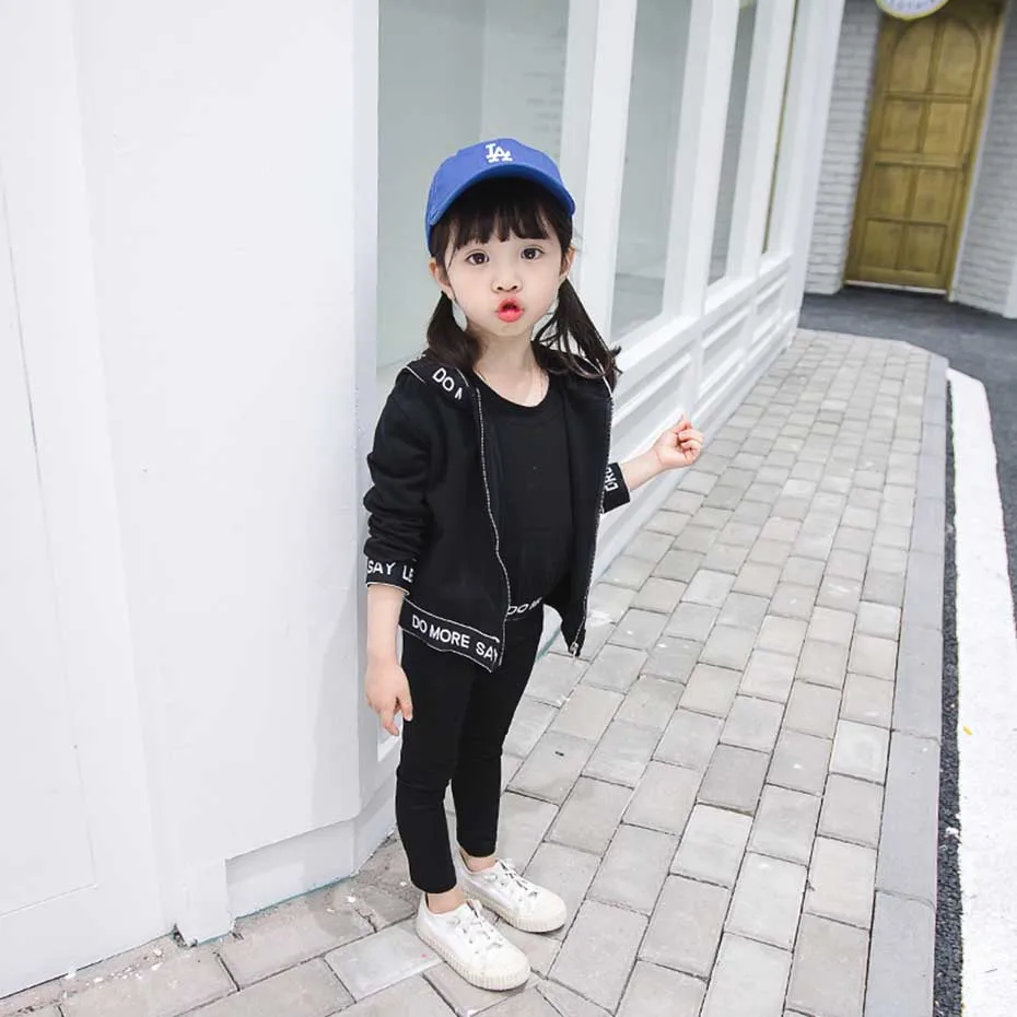 Одежда для маленьких девочек куртка с капюшоном + толстовка штаны комплект из 3