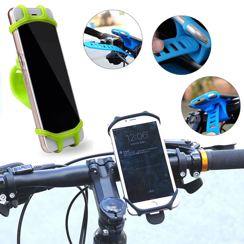 1pc universal bicycle mobile phone holder silicone motorcycle bike handlebar stand mount bracket mount phone holder for iphone free global shipping
