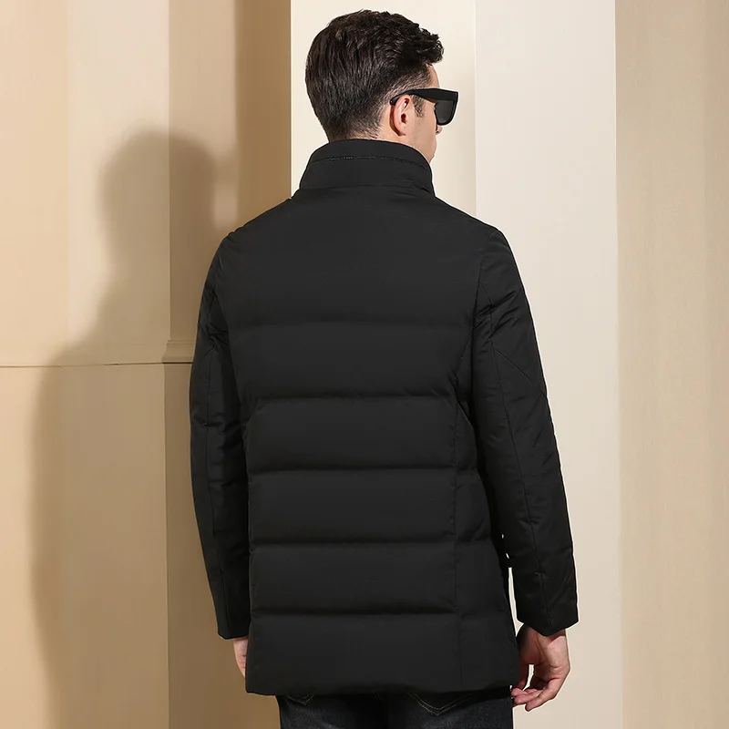 Толстый пуховик мужской теплый съемный воротник из кроличьего меха Рекс