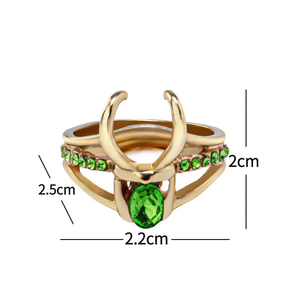 

Unisex Rings Men Charm Jewelry Women Valentine's Day Gift Loki Helmet Ring Superhero Cosplay Fashion Emerald Rings Accessories