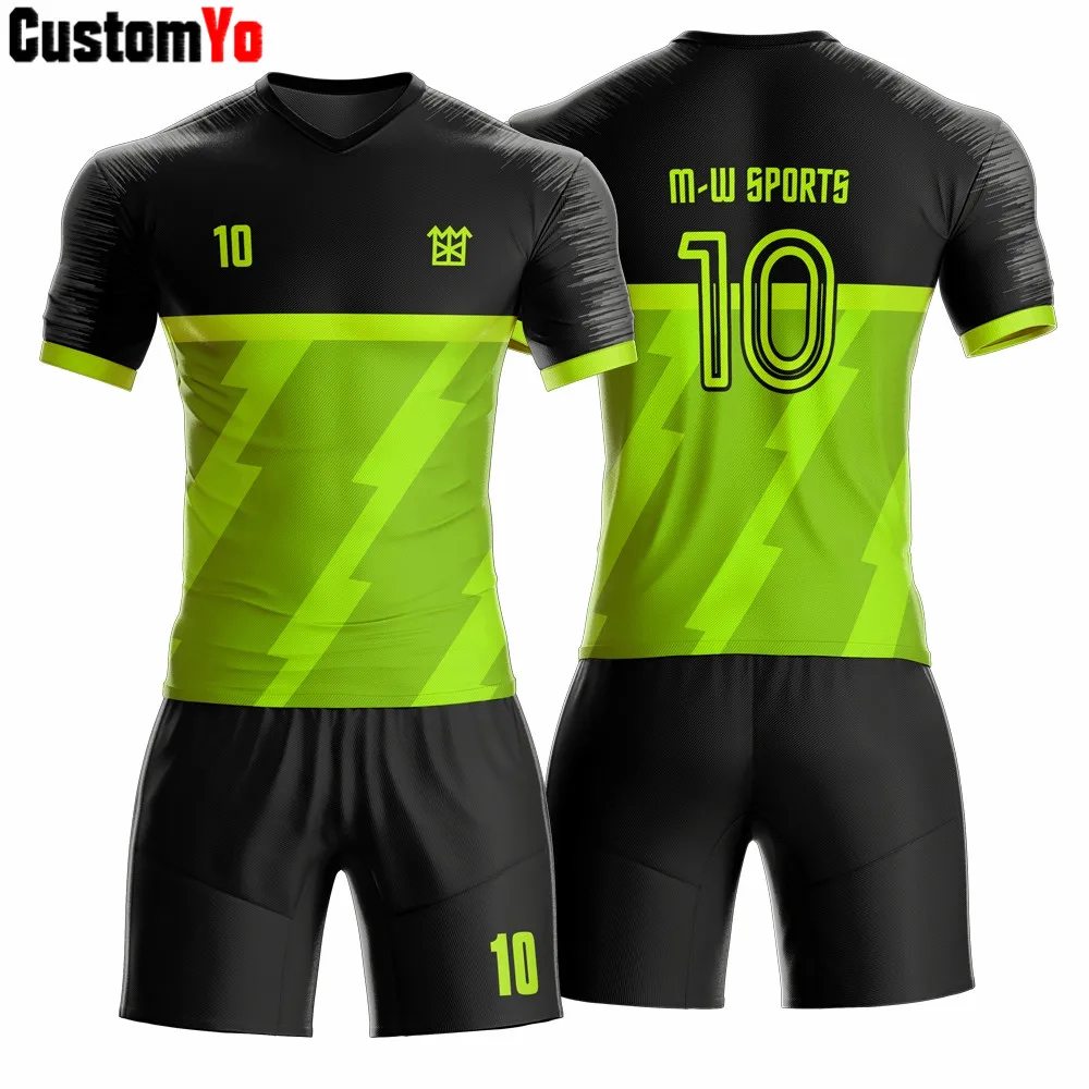 Light Green Цифровая печать футбольные наборы пустая Футбольная форма наборы зеленая футбольная Джерси - Цвет: Light Green
