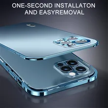Magnetic Metal Frame Phone Case For iPhone 12 Pro Max Case Shockproof Matte Acrylic Cover Funda For iPhone 11 12 13 Pro Max Case