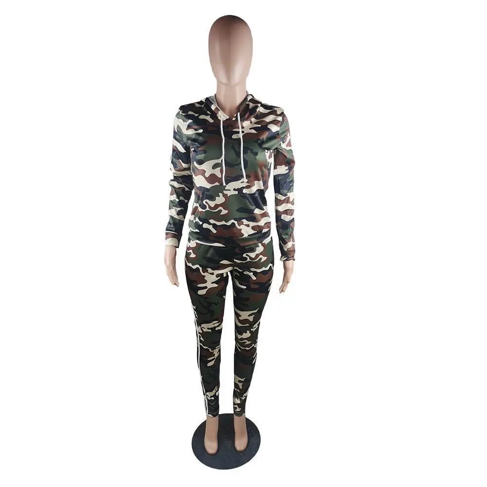 

Camouflage Green Two Pieces Women Sport Gym Set Autumn Casual Cardigan New Skinny Streetwear Lady Yoga Tracksuit S-4XL