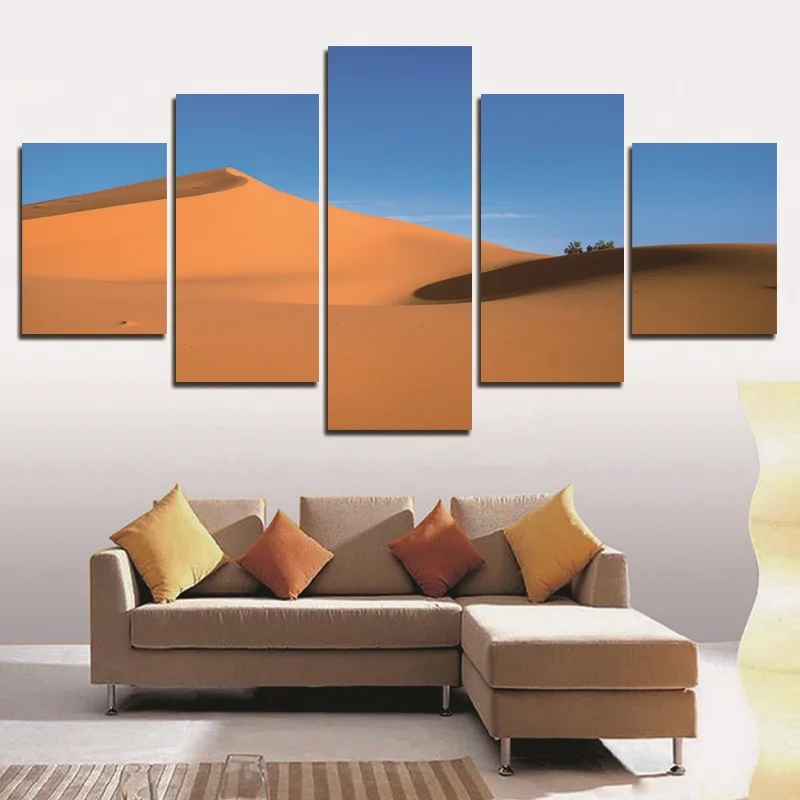 Голубое небо пустыня пейзаж живопись на холсте 5 панели для плакатов современный