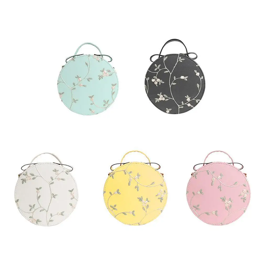 

Bags For Women 2020 Sweet Lace Round Handbags Pu Leather Crossbody Flower Women Shoulder Bags Chain Female Small Bag S0B5