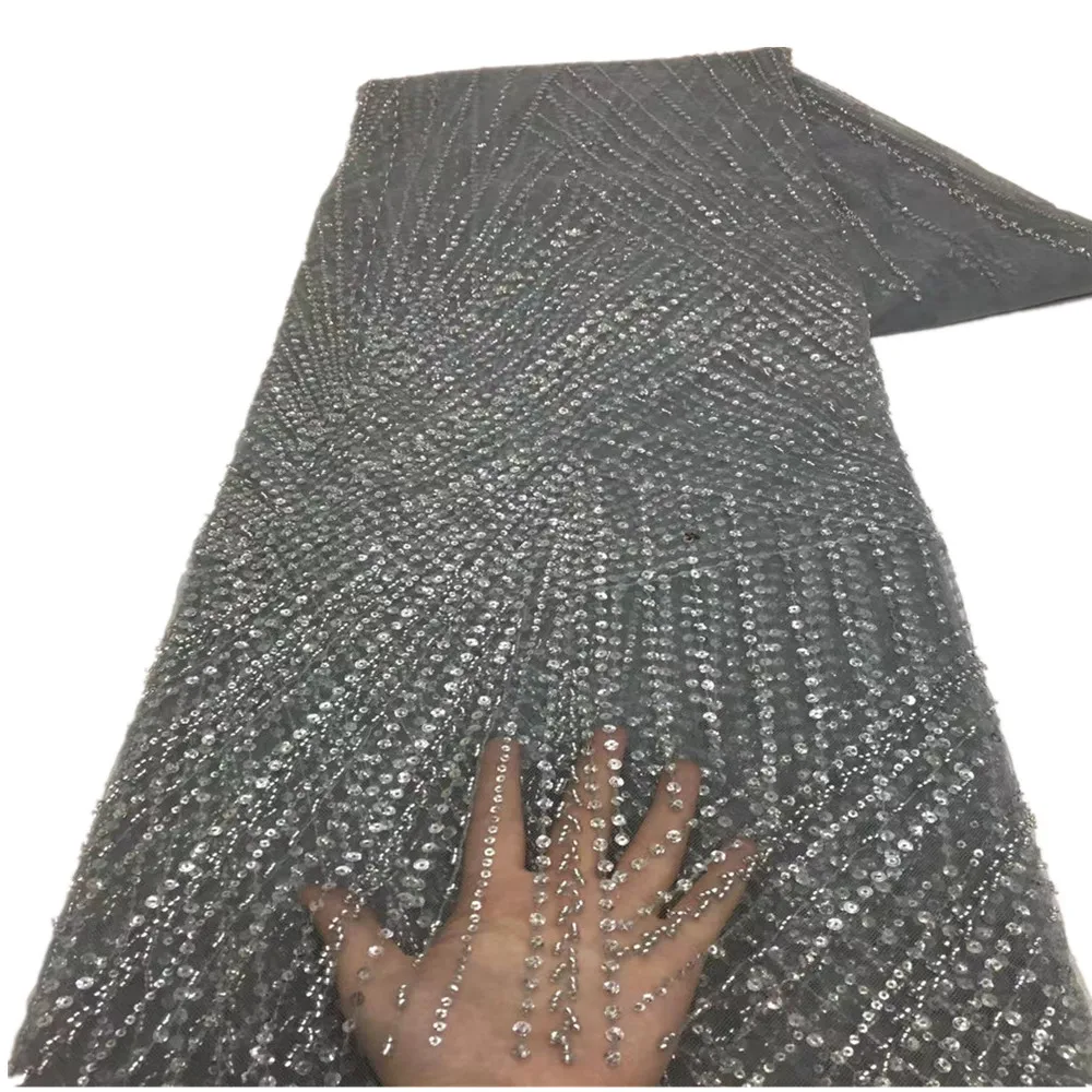 

Familiar African Embroidery Tulle Lace Fabric 2021 High Quality French Net Lace Fabric With Sequins Sewing Materials XZ-413
