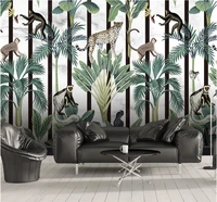 hand painted tropical rainforest animal bedroom living room wallpaper background wall custom 8d waterproof wall covering