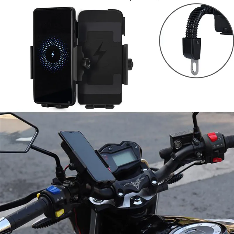 Держатель для телефона мотоцикла Qi Беспроводное зарядное устройство удлиненное