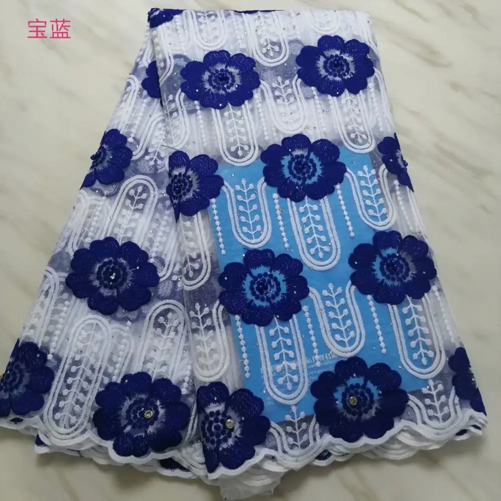 2019 последняя африканская чистая кружевная ткань Королевская Синяя