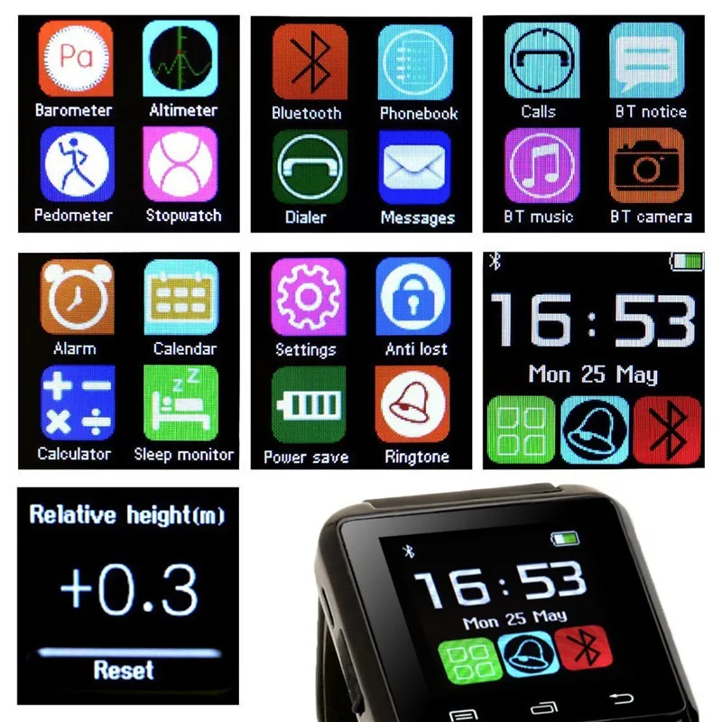 Смарт часы с Bluetooth U8 для IPhone IOS Android смарт телефон ношения устройство Smartwach PK GT08 DZ09