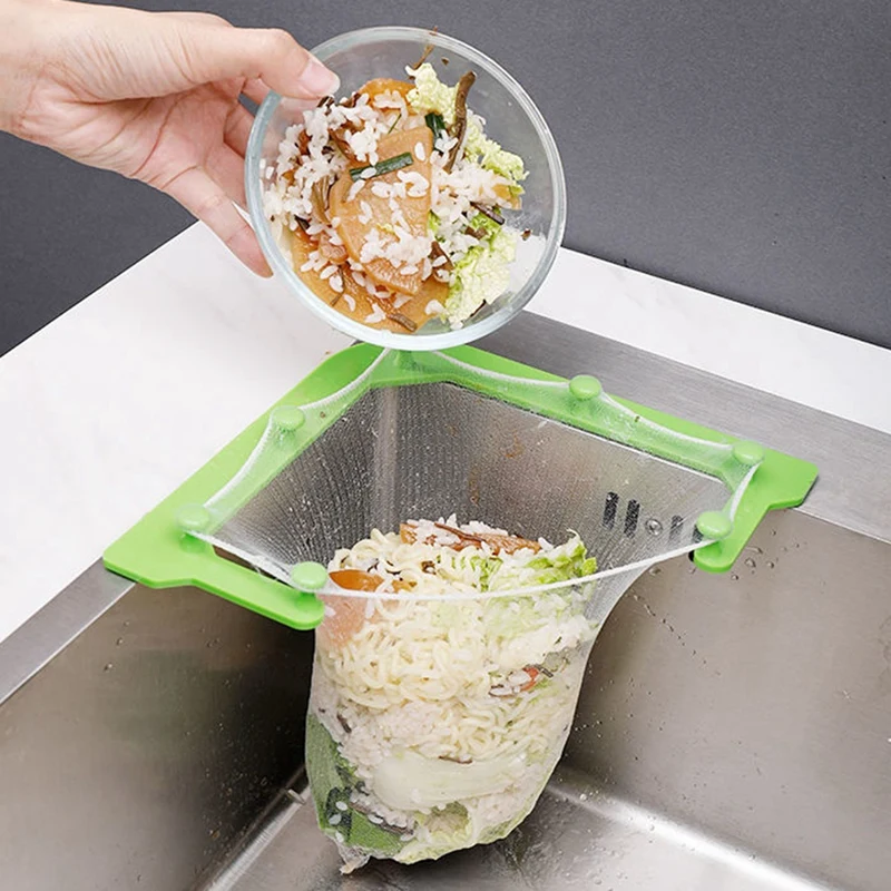 

Multifunctional Triple-cornered Drainage Rack Kitchen Sink Leftovers Filter Hanging Net Drain Basket