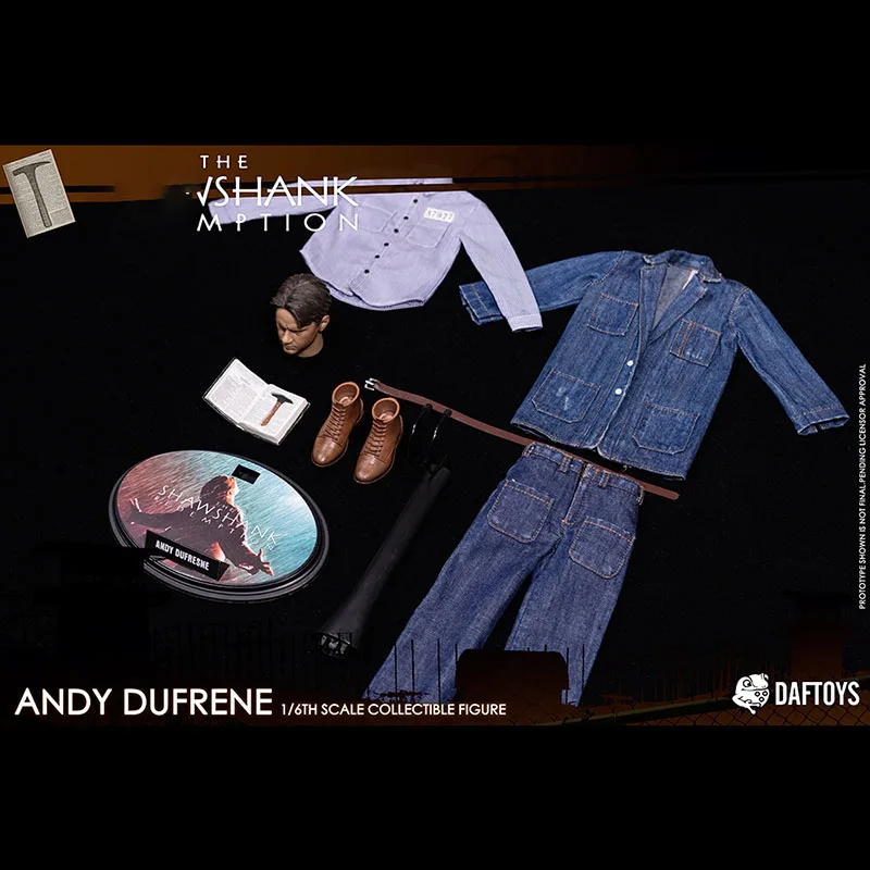 

DAFTOYS 1/6 Shawshank Andy Dufresne Costume Clothes Set with Head Sculpt Fit 12" Male Soldier Action Figure Body