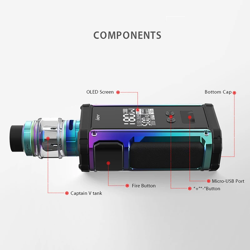 IJOY Captain 2 комплект с V Sub-Ohm баком 5 мл X3 катушки двойной 18650 батареи 180 Вт TC коробка Mod