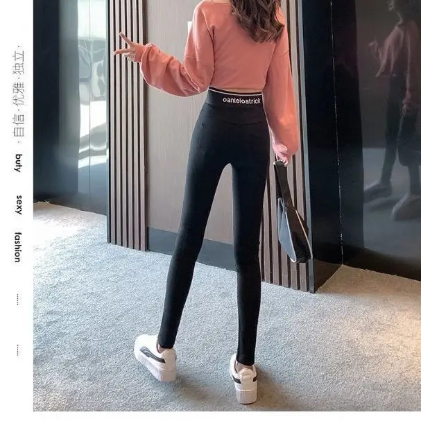 

Plush / non Plush Leggings women's new high waist elastic tight black pants pencil magic pants in autumn and winter