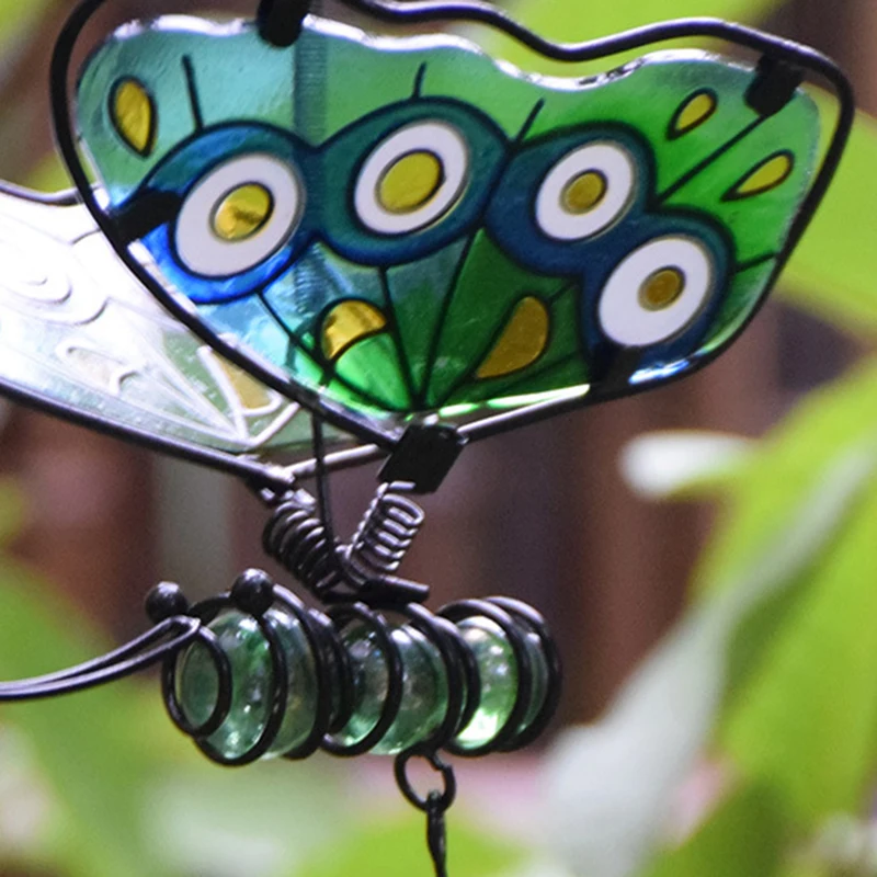 

Garden Ornament 3PCS Hanging Metal Stained Butterfly Decoration Dynamic Insect Flying Animal Art Statue for Outdoor Home