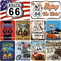 retro route 66 metal signs vintage tin plate painting iron plate club door wall stickers metal painting plate club classical