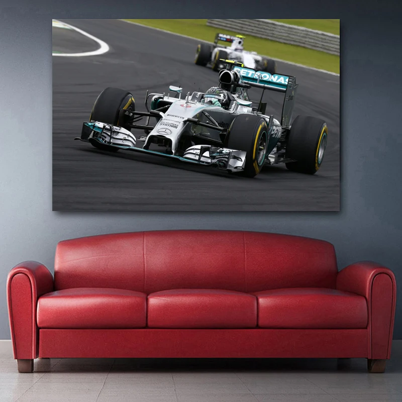 Formula One Mercedess Racing Sport Car Posters and Prints Wall Art Canvas Painting For Living Home Decor | Дом и сад
