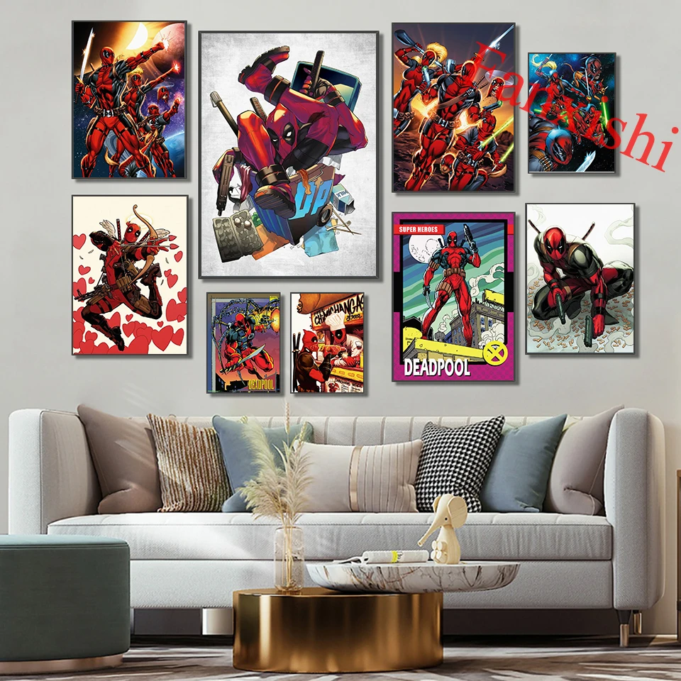 Настенная картина на холсте Абстрактная Marvel Дэдпул плакаты и принты мультфильм