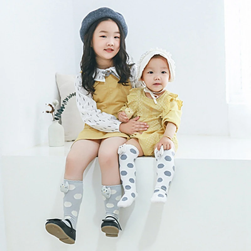 Детская вещь в горошек для девочки узор длинные хлопковые носки вечерние детские