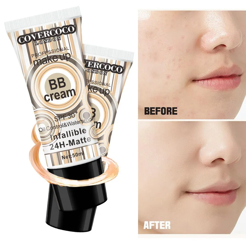 

Professional Soft BB Cream Concealer Moisturizing Foundation Base Makeup Bare Whitening Easy to Wear Face Make Up Cosmetics 50ML