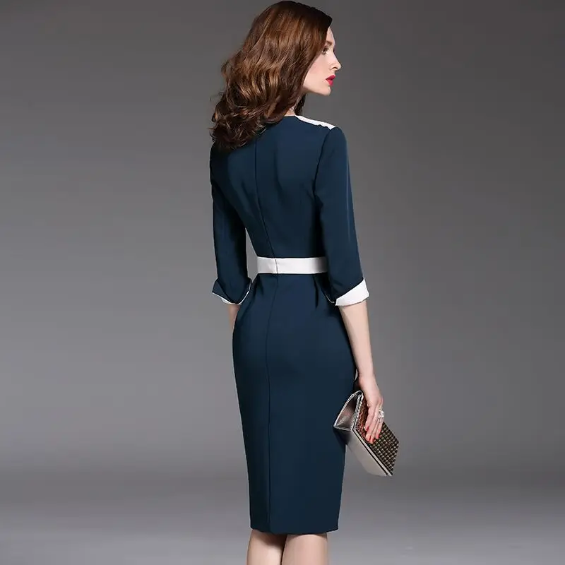

Temperament Woman Slim Midi Dress 2020 Professional Dresses For Women Business Work Wear Occupation Dress Uniforms Pencil Dress