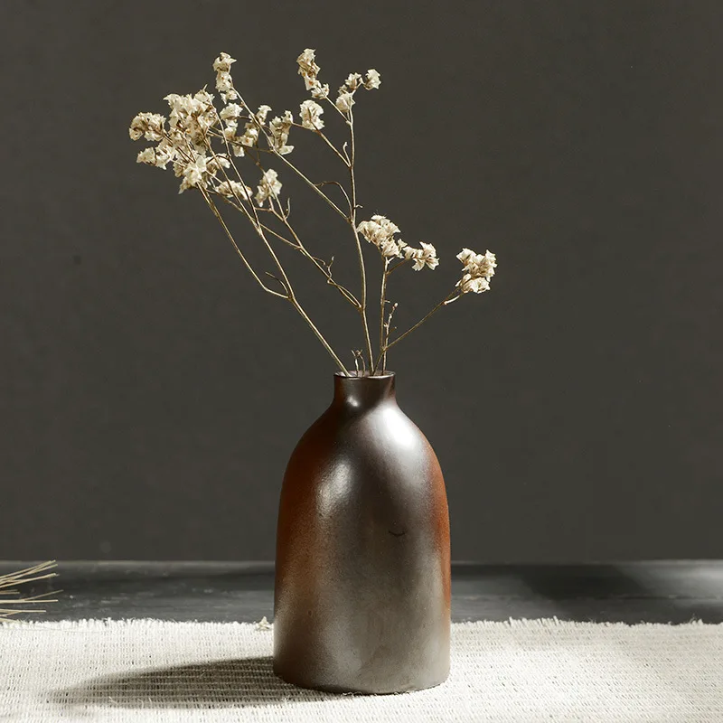 

American-Style Japanese-Style Zen Chinese-Style Home Accessories Hand-Made Vase Decoration Pastoral Style Ceramic Vase Retro