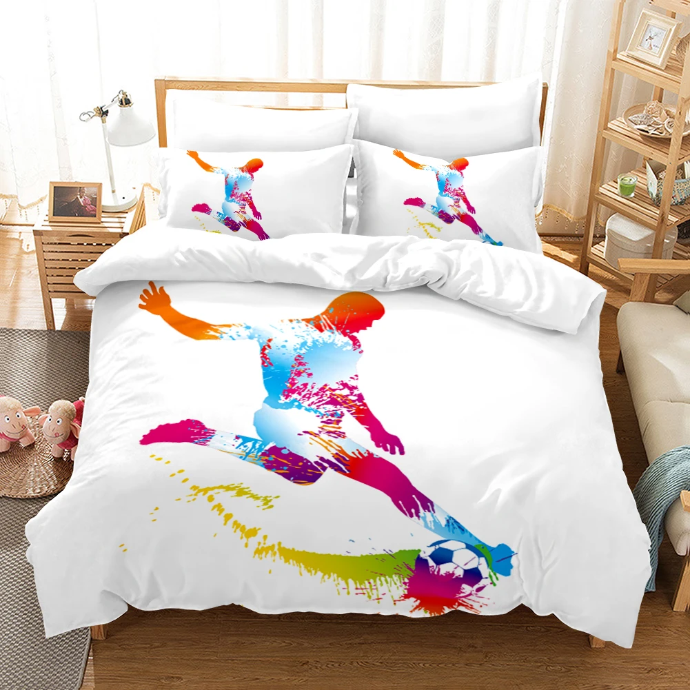 

Painted Playing Football 3d Bedding Set Cartoon Duvet Cover Sets Comforter Bed Linen Adults Boys Decor Bedclothes