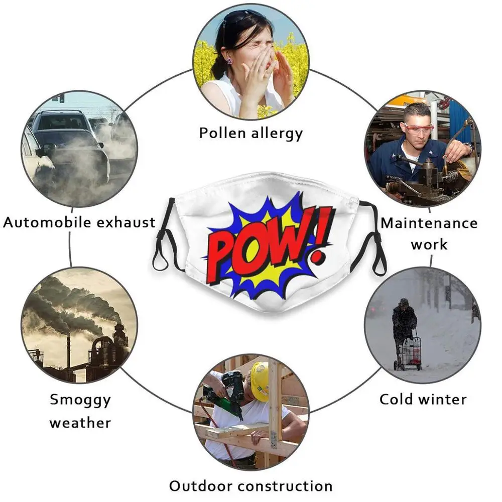 Забавная крутая Тканевая маска Pow! в стиле комикса магазин Ver2Ion одежда для музыки