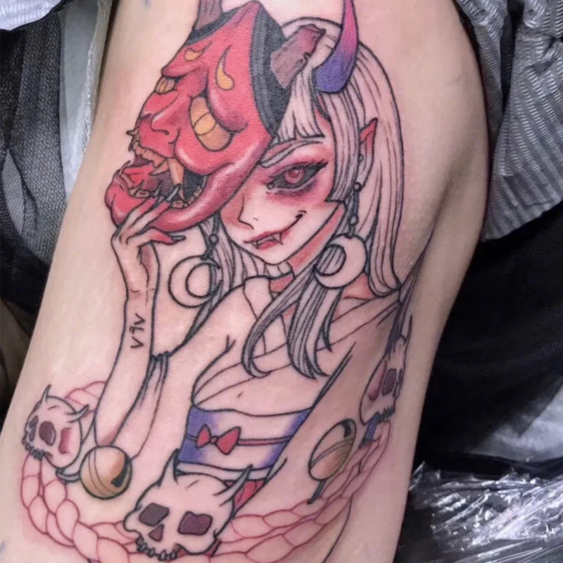 Anime Fake Tattoo Sticker Waterproof Temporary Sailor Moon Mermaid Flower Arm For Woman 18 Body Transfer Art Water Japanese Cute