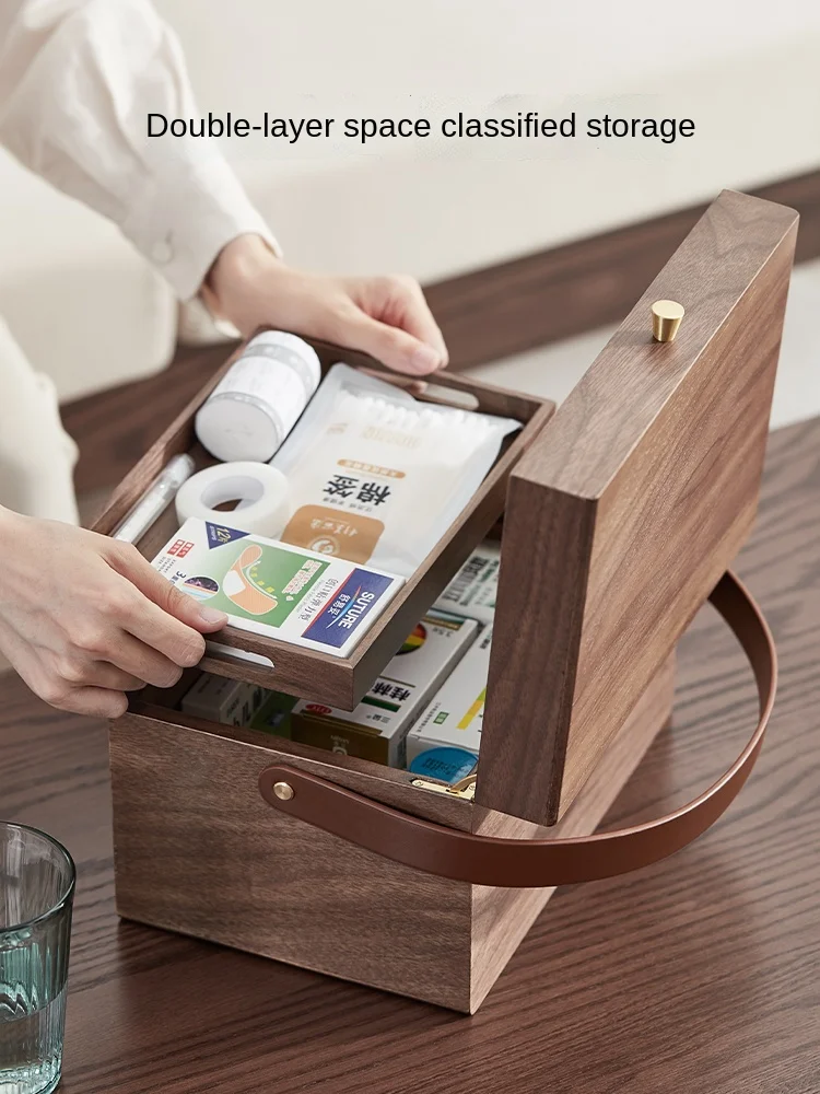 Household Medicine Box Pack Large Capacity First Aid Kit First-Aid Storage Solid Wood | Дом и сад