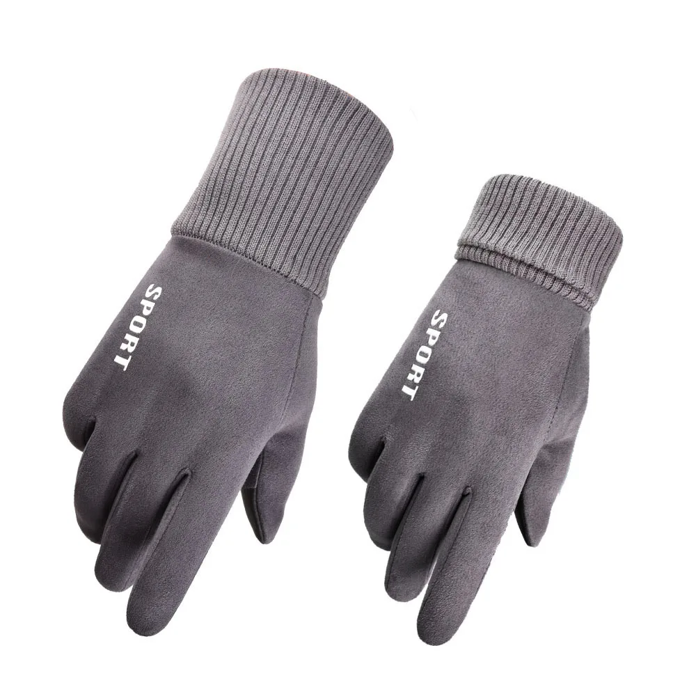 

2019 new layer suede men's thick warm gloves winter gloves White
