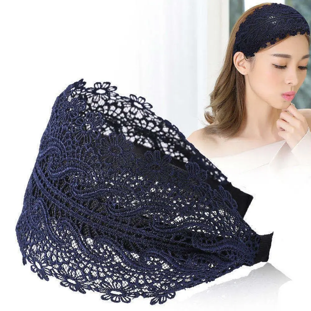 

Korean Style Sweet Flower Face Wash Make up Resin Women Hair Accessories Hair Wear Wide Side Hairband Lace Headband