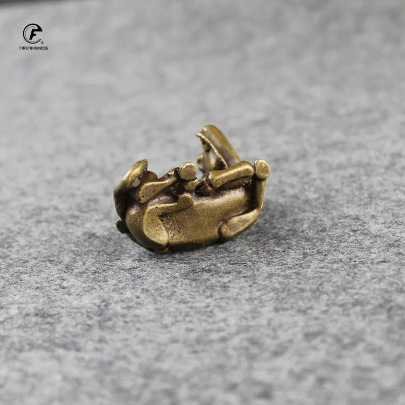 Твердая латунь овчарка Мальчик корова маленький орнамент Медь ручной работы