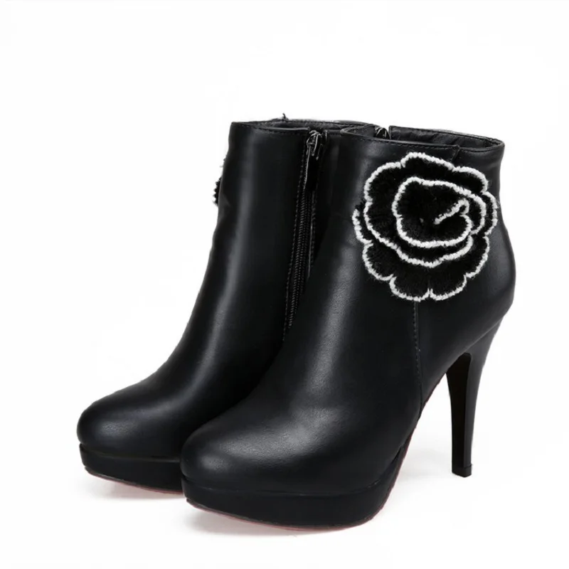 Оригинальные Модные женские зимние ботинки пикантные ботильоны с круглым носком