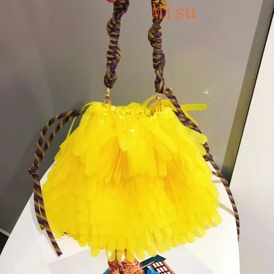 

Handmade Holiday Beach Bags Weave Bag Ladies Handbags Bucket Straw Bags Crossbody Women's Shoulder Bag Bolsa Wholesale