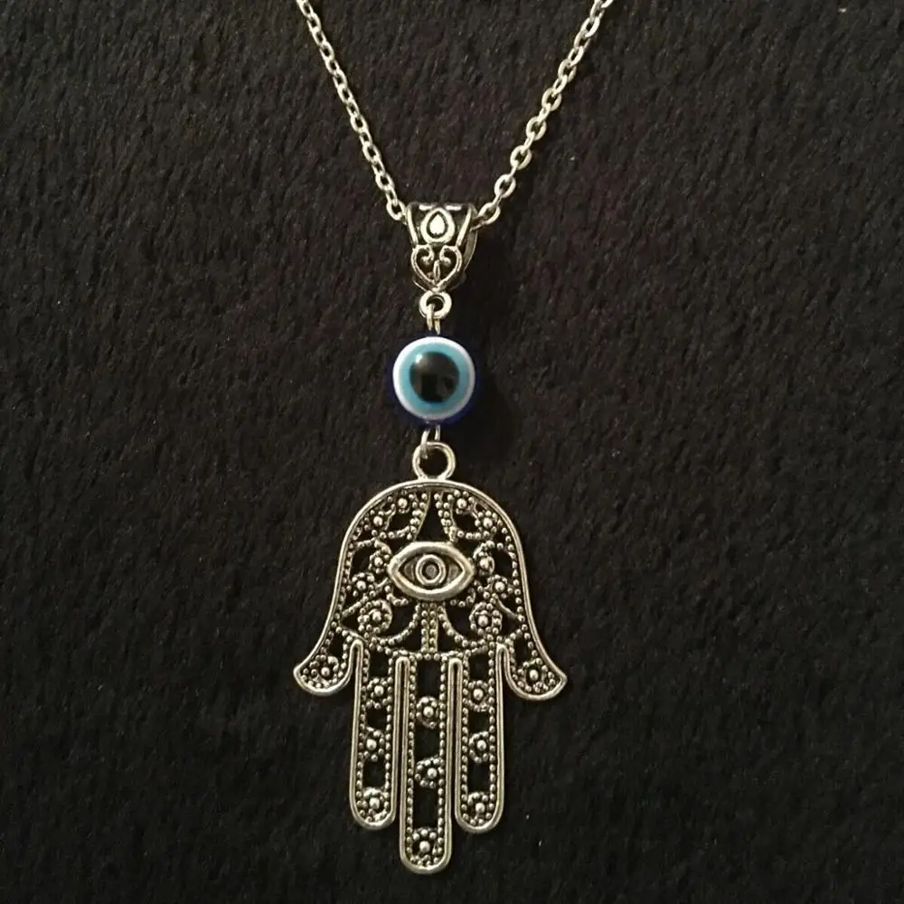 Ожерелье Hamesh с подвеской в виде руки цепочка из сплава голубым сглаза амулет