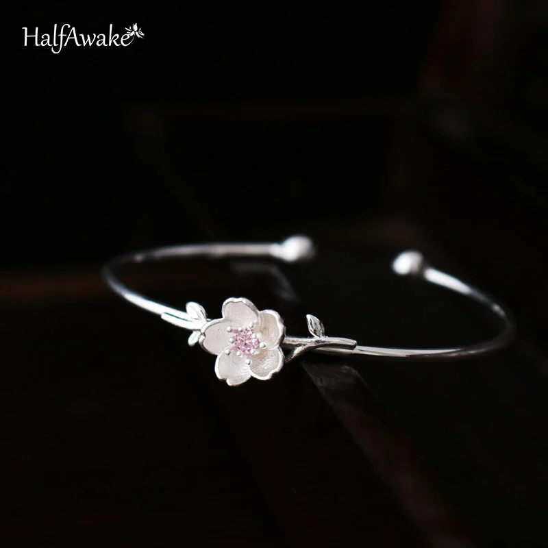 

Женский браслет с подвеской в виде цветка персика, из серебра 2021 пробы