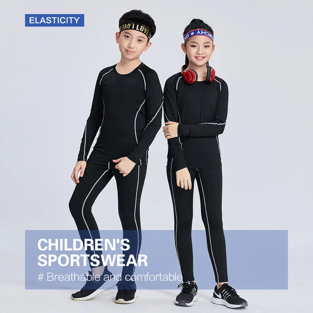 1 Sets of Children's Breathable Suit Thermal Underwear Training Suit Basketball Sweatpants Tights T Shirt Children's Clothing