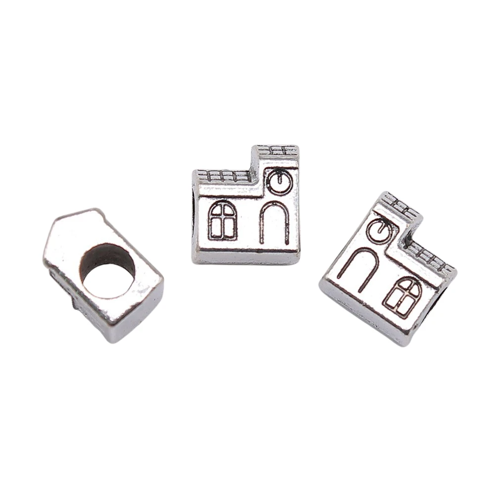 WYSIWYG 10 шт. 11x10x7 мм домашние европейские Большие бусины с отверстиями для изготовления браслетов своими руками Изготовление ювелирных изделий античное серебро Цвет