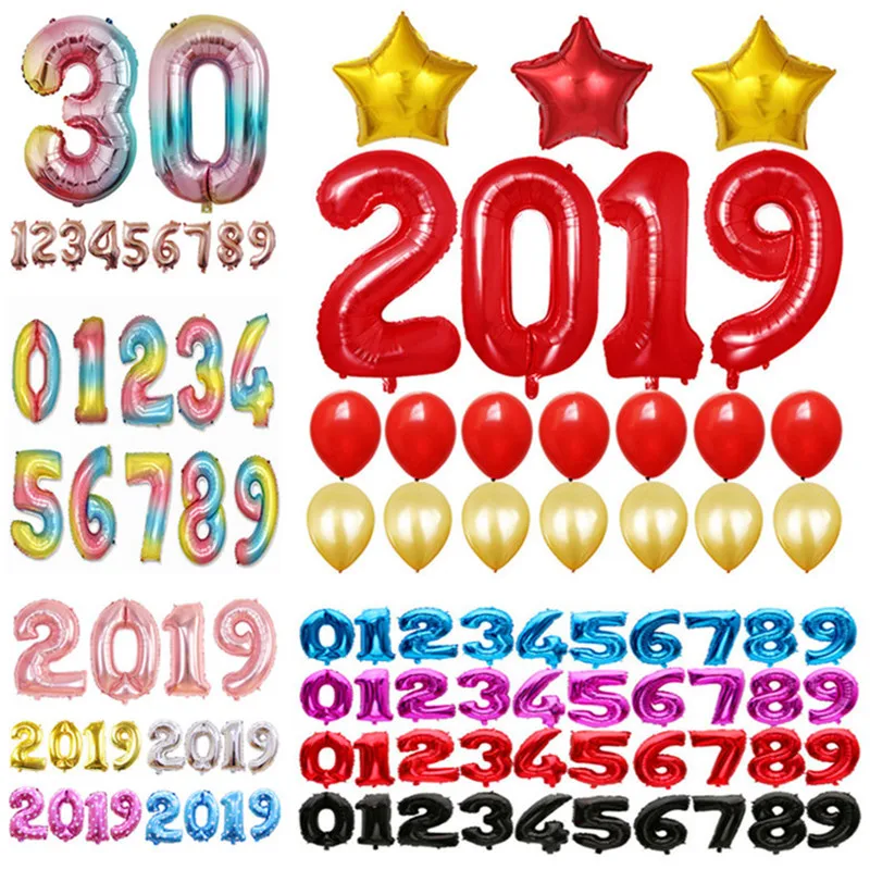 Воздушный шар в форме цифр синий и розовый шарик из фольги для дня рождения 32