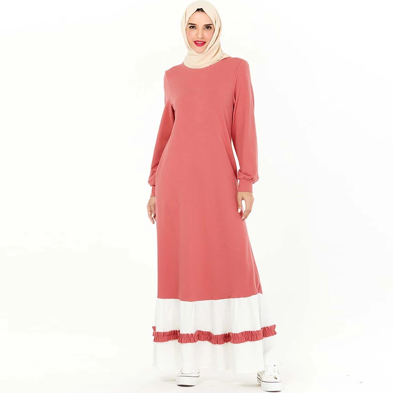 Мусульманское платье с карманом и розовым хиджабом турецкие платья Abaya ислам