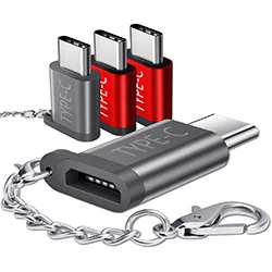 2Grey2Red JSAUX usb type-C адаптер, 4-Pack Алюминиевый USB C к Micro USB конвертер разъем с Брелок Зарядное устройство совместимый samsung Galaxy S9 - Цвет: 2Grey2Red