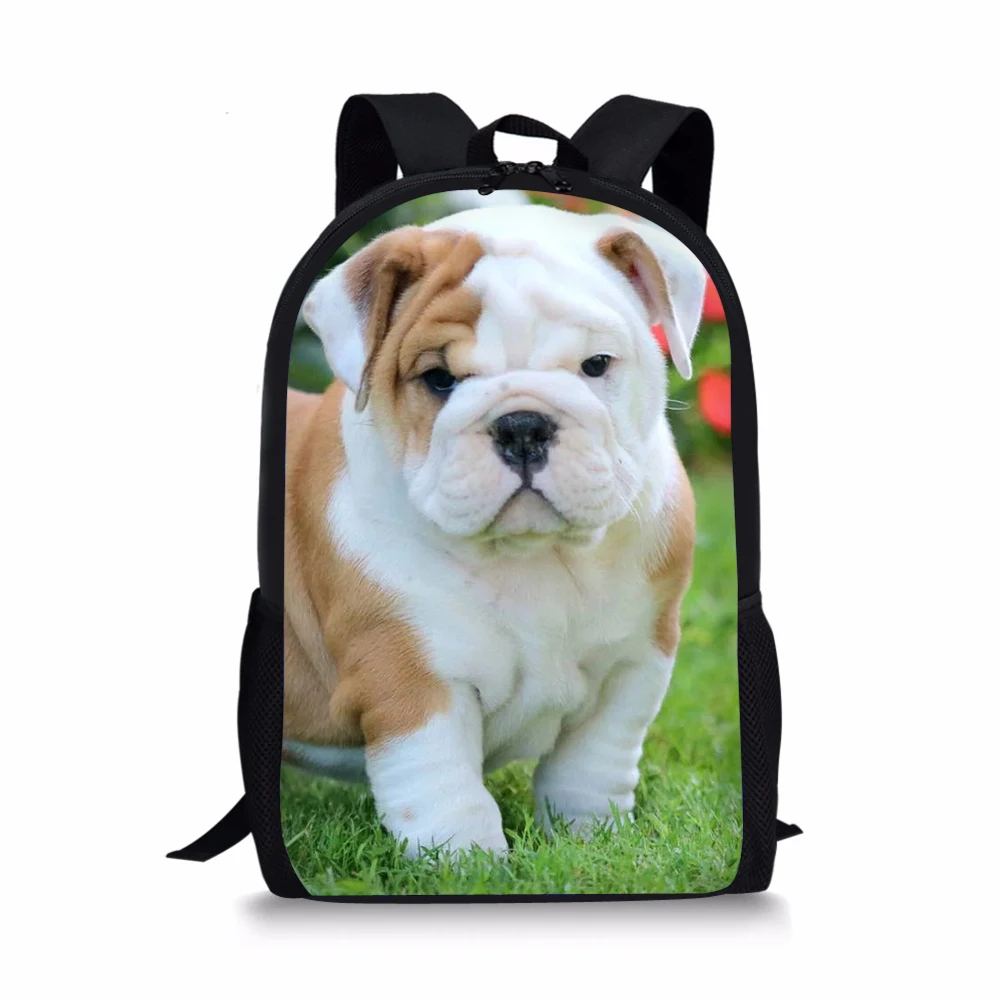 Kids School Bags Kawaii Animal Teenager Travel Backpack Little Bulldogs Prints Pattern Toddler Boys School Backpack