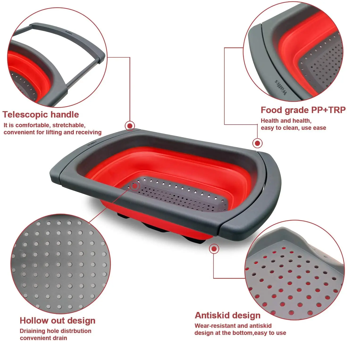 walfos food grade collapsible silicone fruit vegetable strainer sink wash basket kitchen cooking basket strainer gadget free global shipping