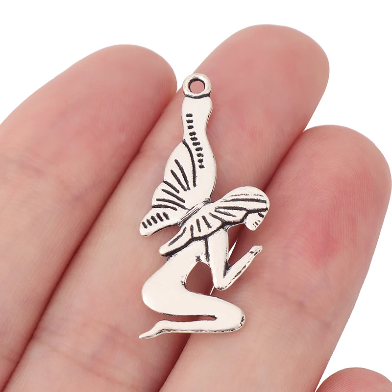 

Тибетская Серебряная сказочная бабочка-ангел, 30 шт., для самостоятельного изготовления ожерелья, ювелирных изделий 34x15 мм
