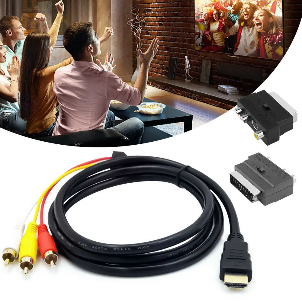 Кабель onbian HDMI HD для 3RCA аудио кабель с SCART 2 в 1 адаптер 5 метров проектора/DVD/ТВ