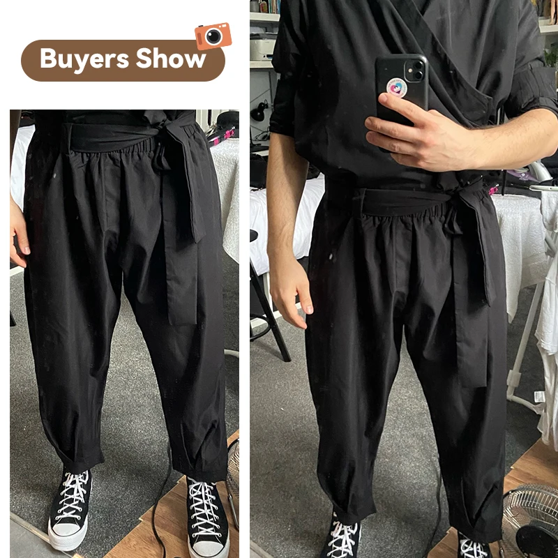 Men Pants Solid Color Joggers 2022 Baggy Lace Up Fashion Casual Trousers Men Streetwear Leisure Pantalon With Belt 5XL INCERUN 7