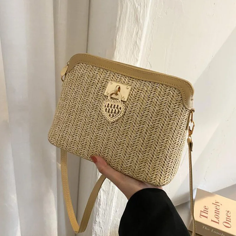 

2021 Новые плетеные сумки через плечо для женщин, модная ракушка, сумка на плечо, соломенные сумки-мессенджеры через плечо, женские дизайнерск...