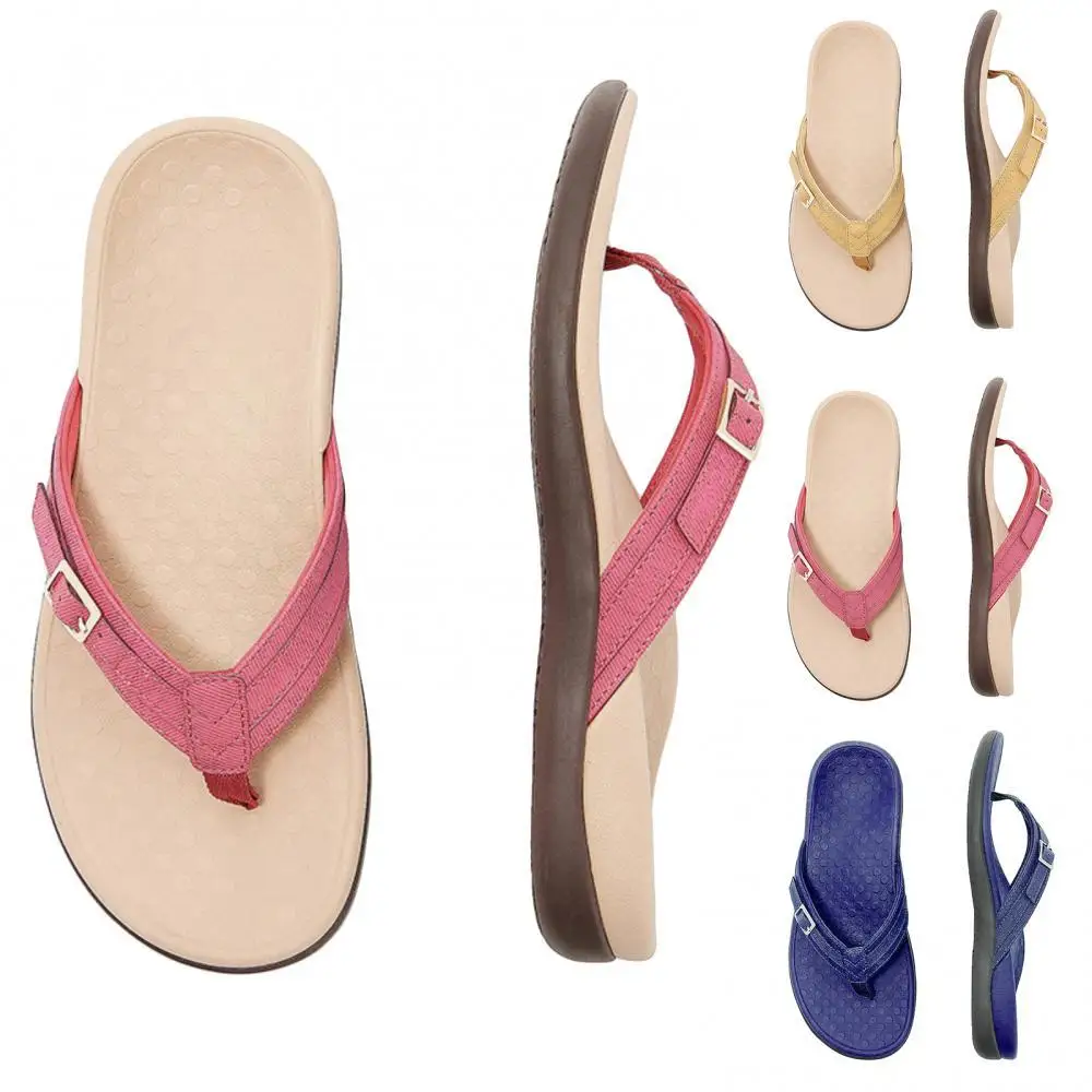 

Women Summer Flat Casual Summer Arch Support Buckle Flip Flops Non Slip Walking Flat Sandals Women Beach Quick drying Сандалии